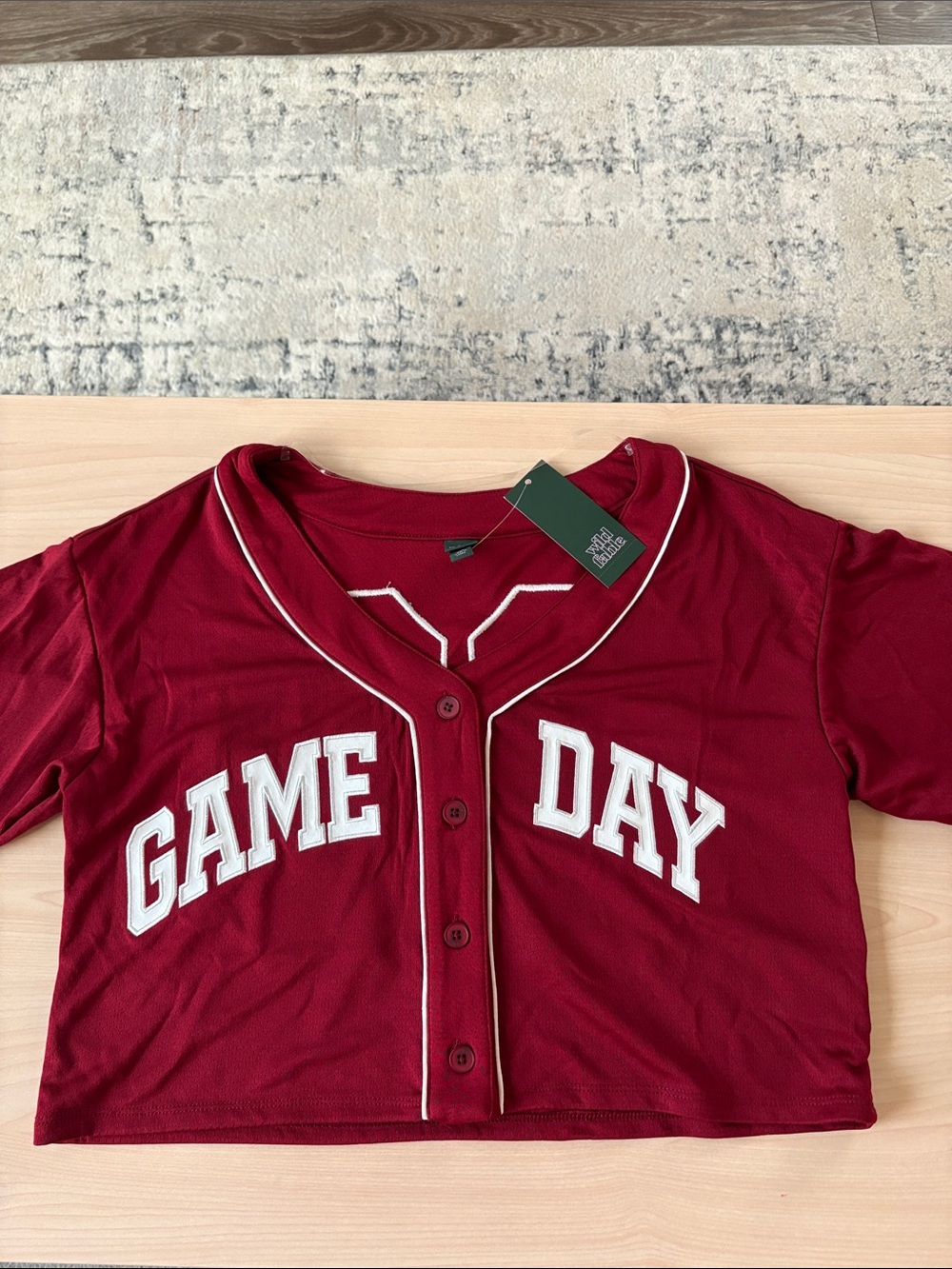 NWT Women’s GAME DAY Burgundy Maroon Sports Jersey Cropped Top XXS
Oversized